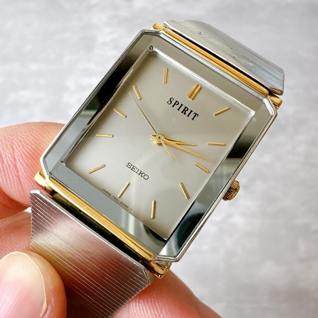 SEIKO Spirit men’s wristwatch square tank vintage