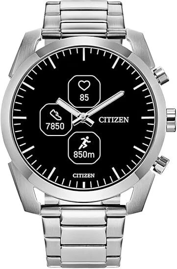 CITIZEN CZ SMART HYBRID JX2010-55E BLACK DIAL SILVER BRACELET MENS WRISTWATCH