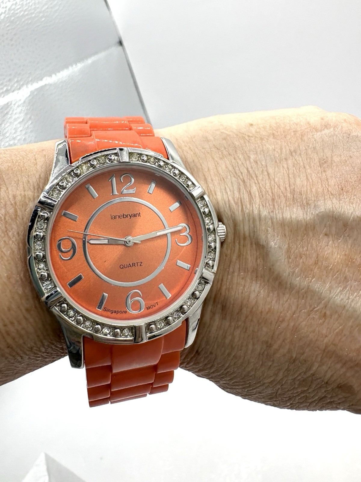 Orange Silver Tone Quartz Wrist Watch By Lane Bryant New Battery Clean