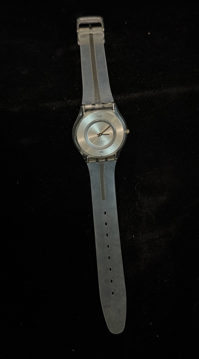 Vintage Swatch Swiss Clear Jelly Watch AG 7000 Quartz Transparent Band