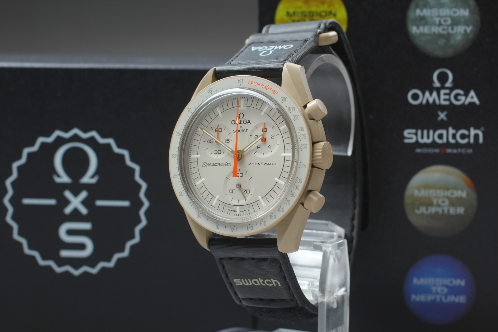 [Top MINT Box Paper] Omega Swatch Jupitar Speedmaster Moon Men’s Watch S033C100