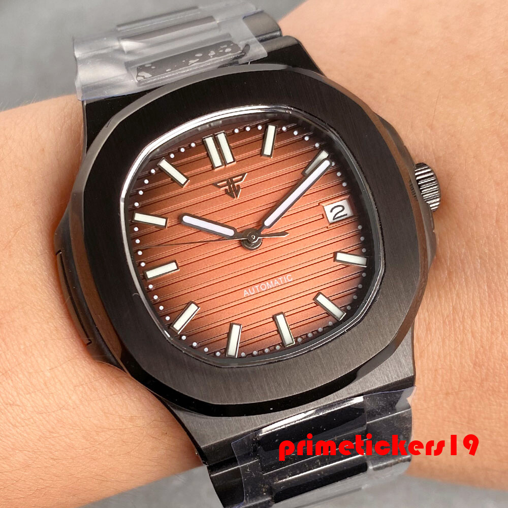 Tandorio 40mm Black Pvd Square NH35A Date Automatic Watch for Men Sapphire Lume