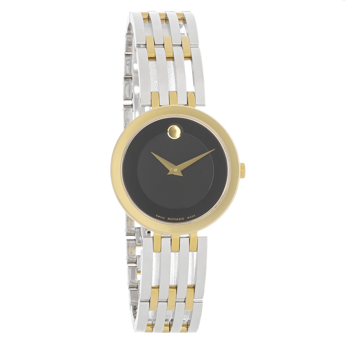 Movado Esperanza Series Black Dial Two Tone Swiss Quartz Watch 0607053