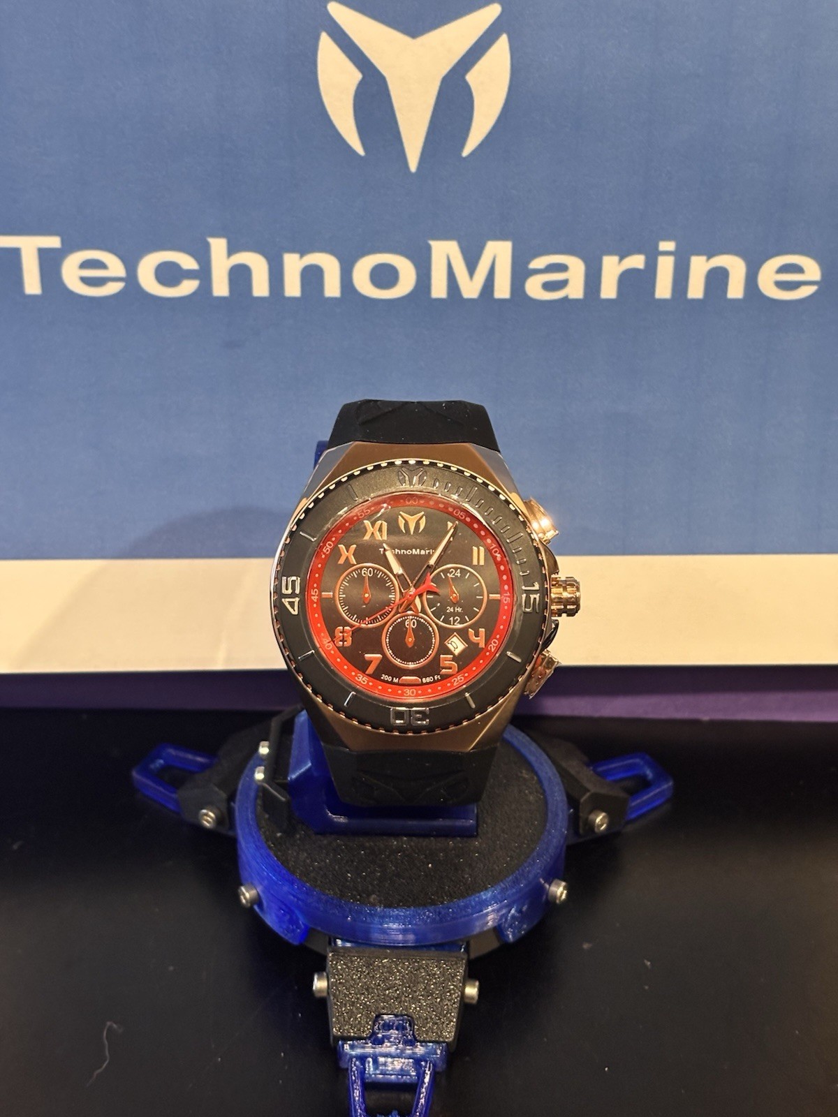 TechnoMarine Manta Men’s Watch – 48mm, Black, Red (TM-221046)