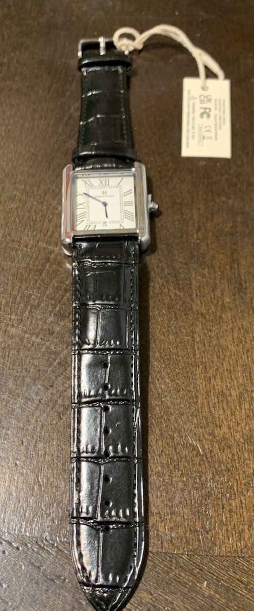 Pablo Raez 40mm Black Leather Men’s Big Square Tank Quartz Watch Ships From USA