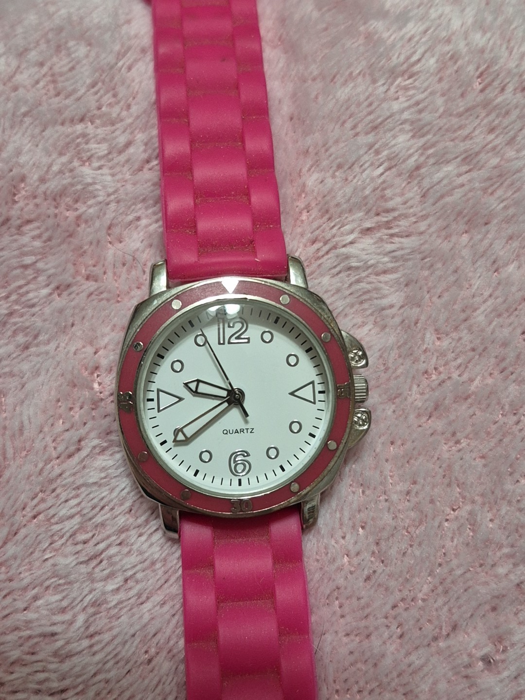 488. Working Ladies Bright Pink Watch With 8″ Band