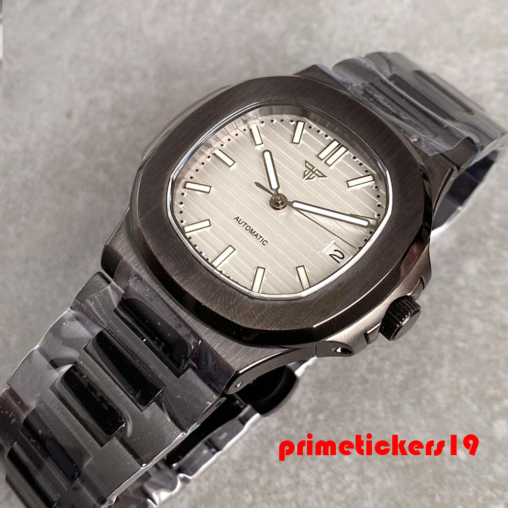 Tandorio 40mm Black Pvd Square NH35A Date Automatic Watch for Men Sapphire Lume