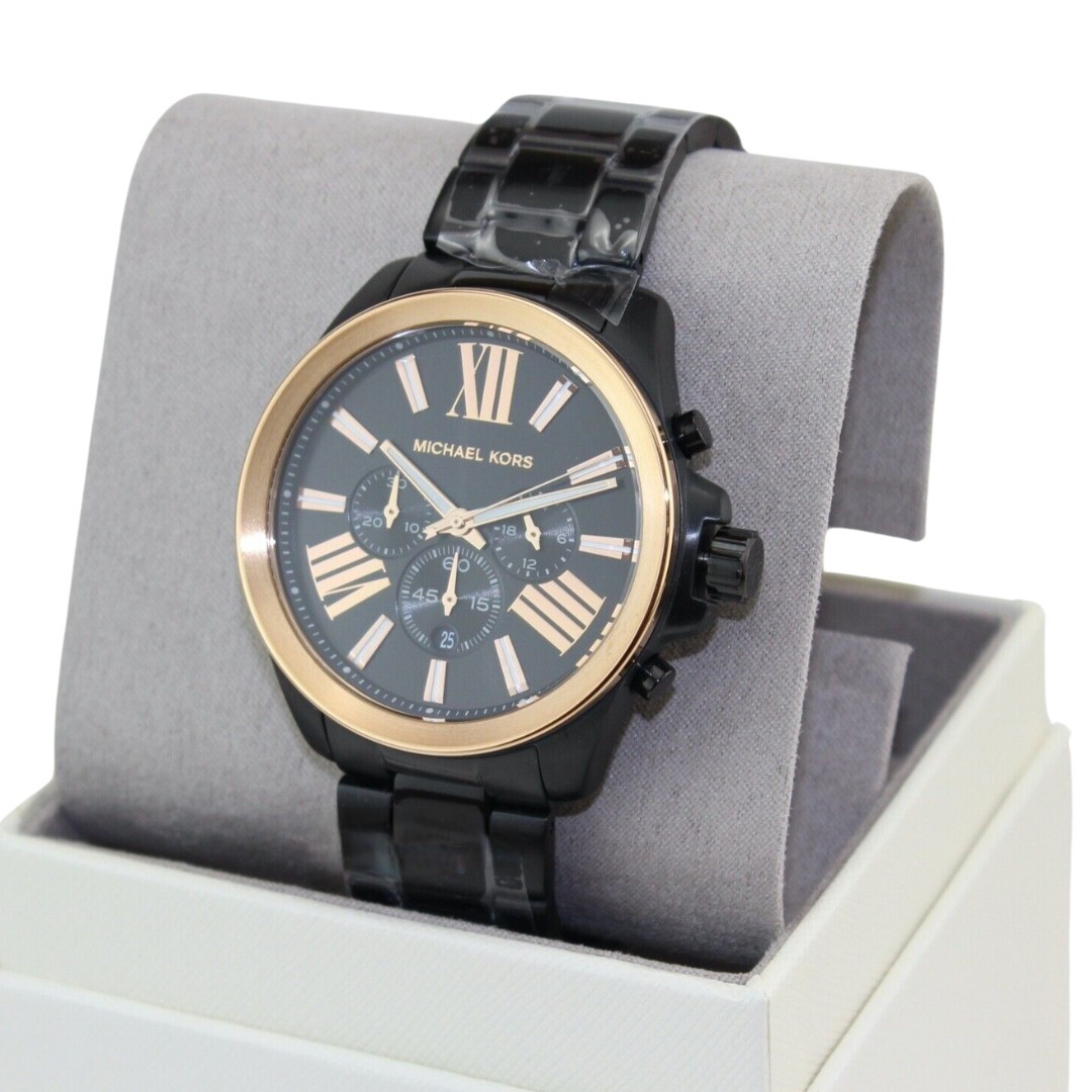 Michael Kors Wren Chronograph Dial Black/Rose Gold 44mm Watch MK8933