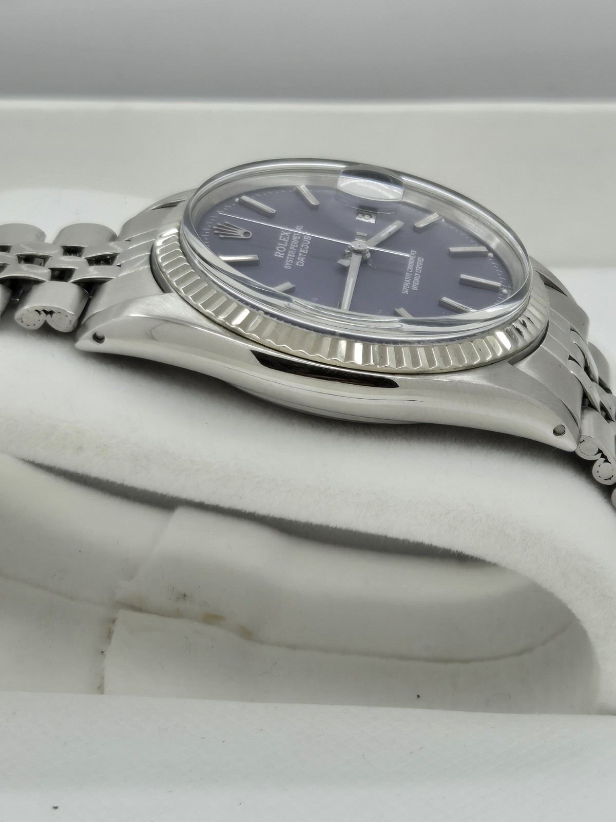 Rolex 1601 ,Factory Rolex Purple Matt Dial, 18k White Gold Bezel,Papers 1964,