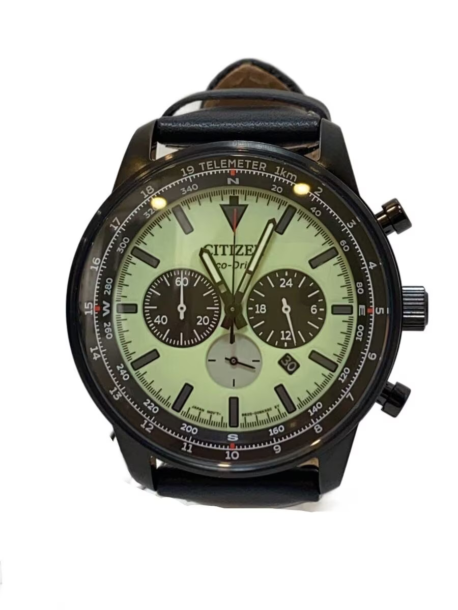 CITIZEN Quartz Watch Analog Leather Green Black SS CA4505 21X