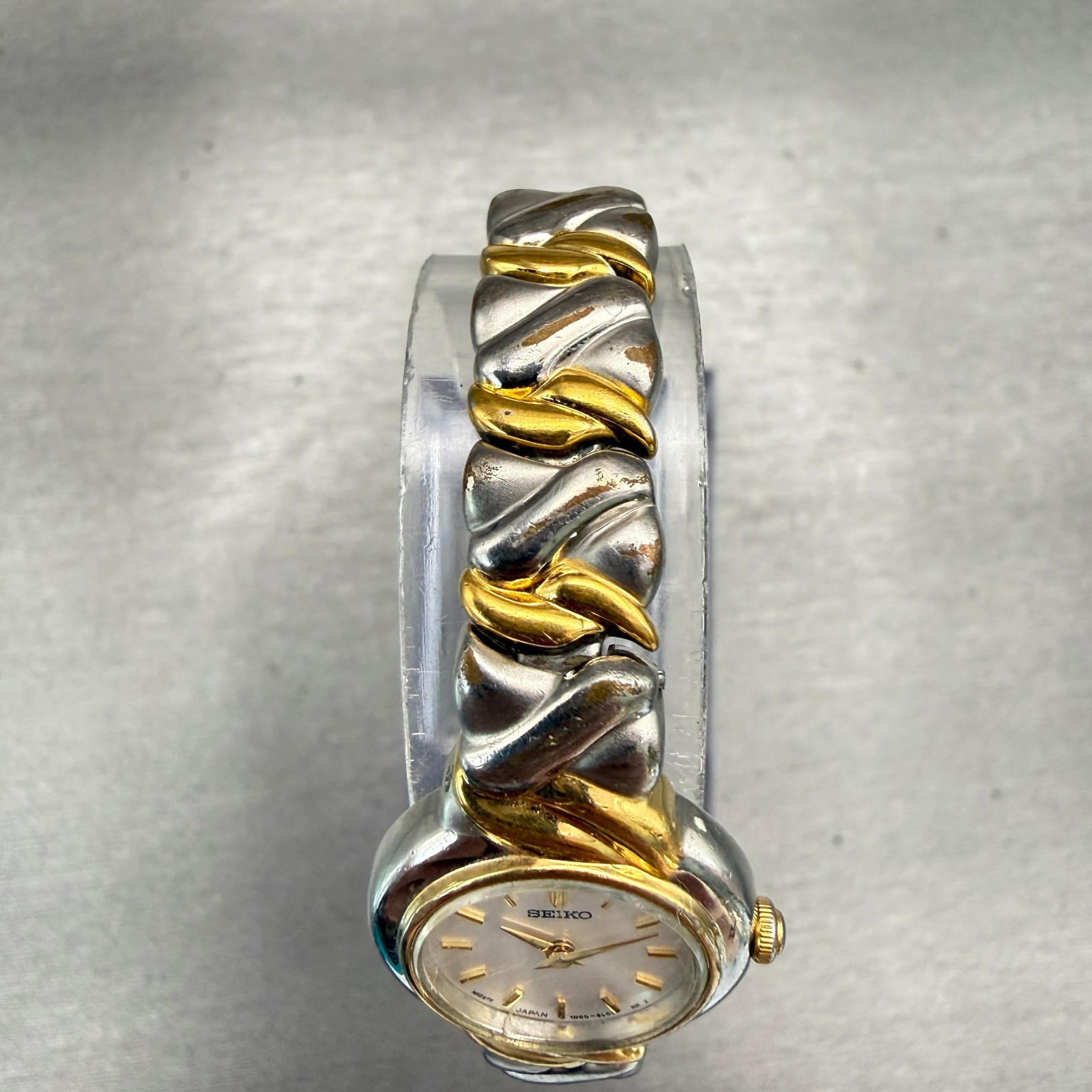 Seiko Watch Women 19mm White Dial Two Tone Round 1N00-1H40 New Battery Vintage
