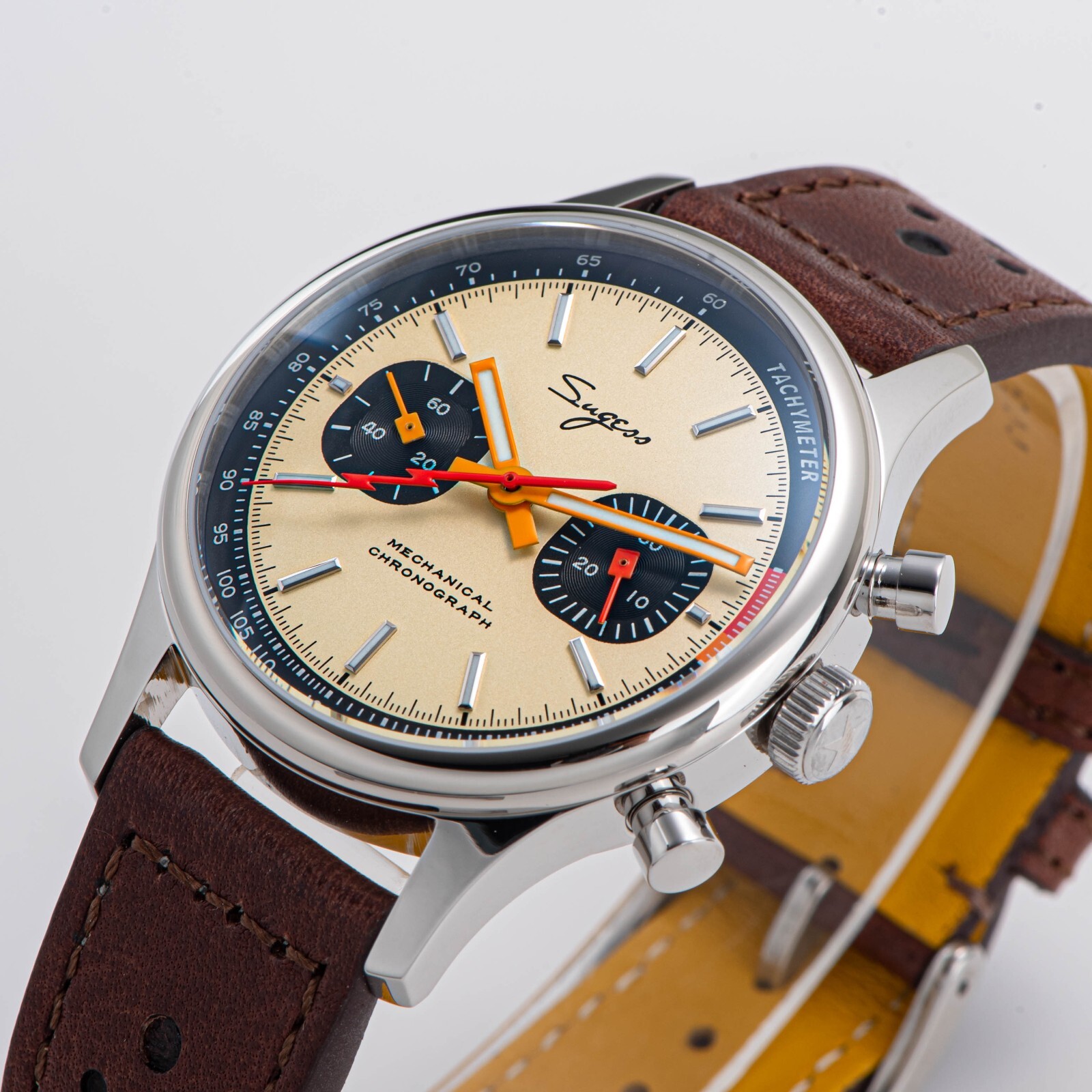 Seagull Sugess ST1901 Panda 40mm Cream V2 Racing Chronograph Sapphire 1963 BNIBr