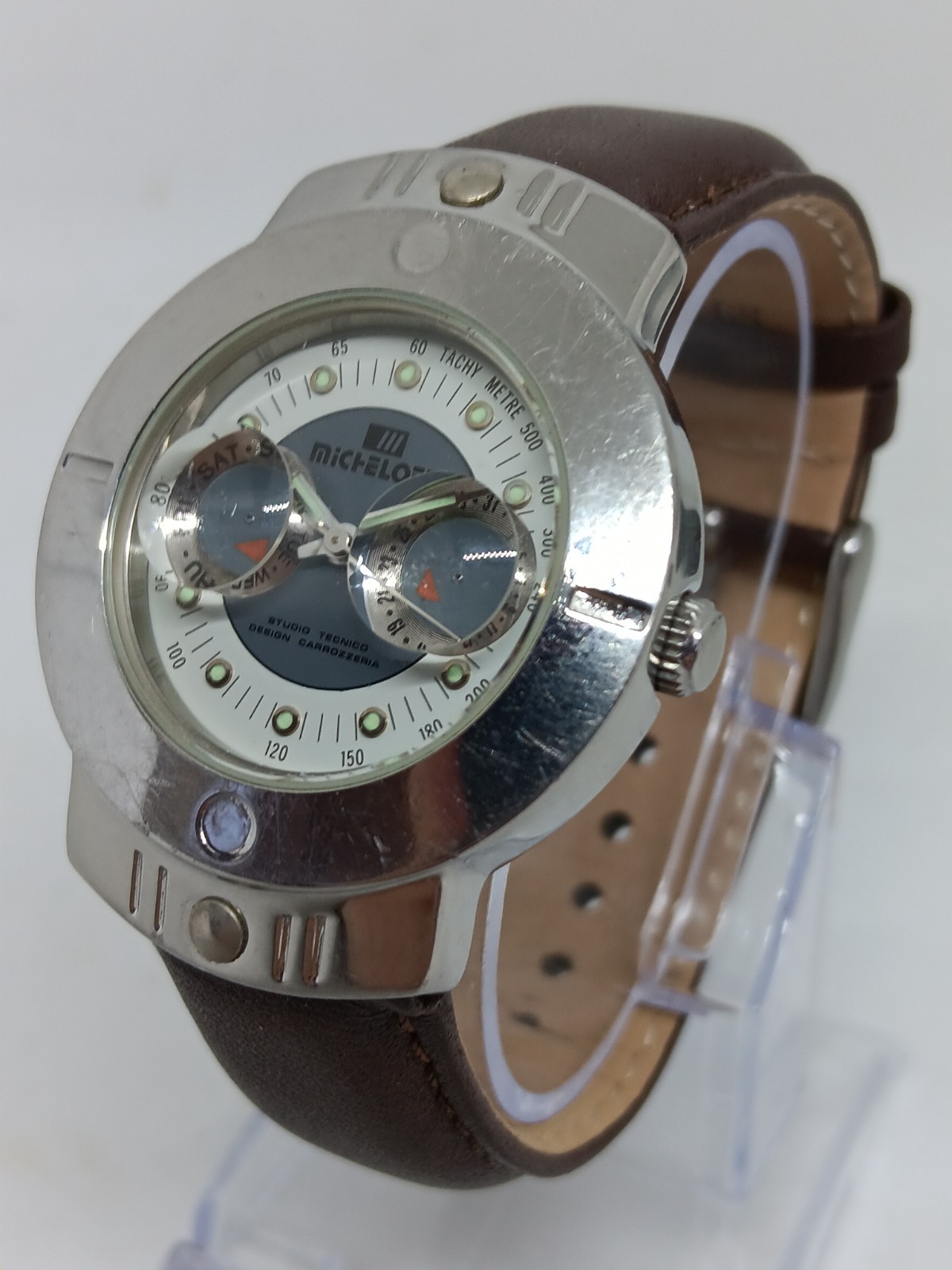 VINTAGE+RARE Michelotti Carrozzeria Italy Men’s 36mm Frogeye Dial Day/Date Watch