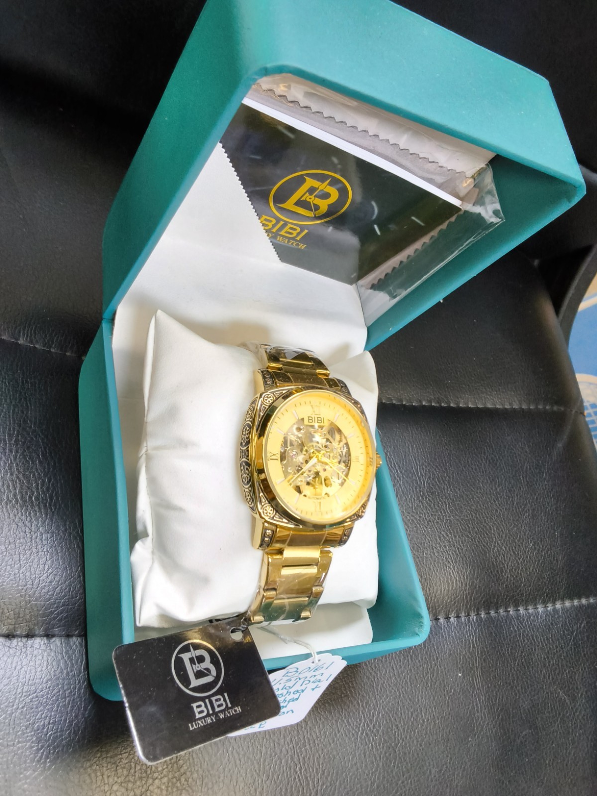 BIBI Automatic Skeleton Men’s Gold Tone Watch 41.5mm Exhibition Back New…