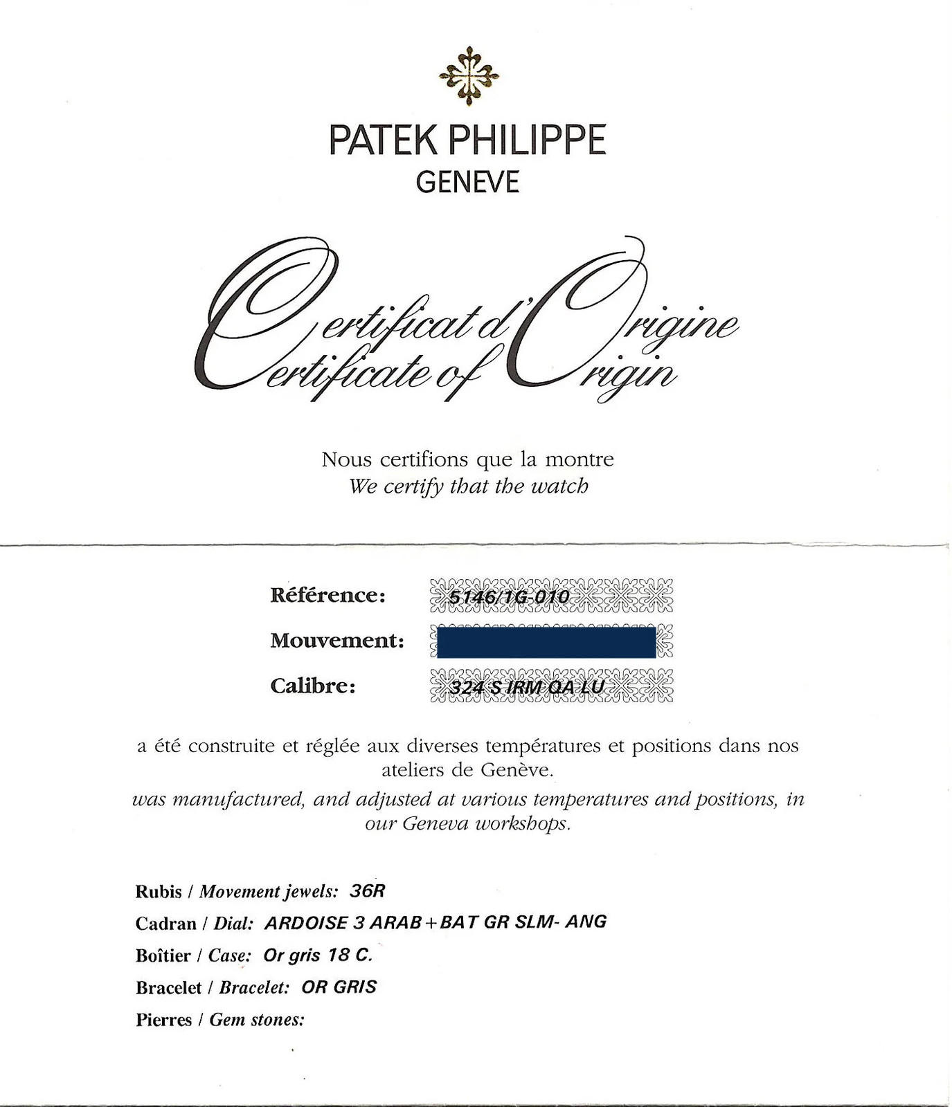 PAPERS 2026 Service Patek Philippe 5146G White Gold Annual Calendar 39mm Watch