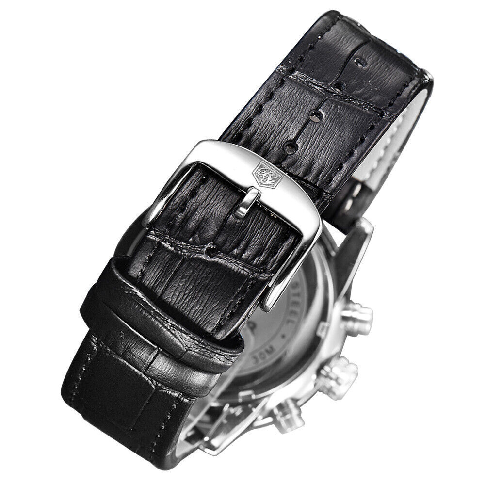 BENYAR Quartz Watch for Men Sports Chronograph Watch Waterproof Leather Strap