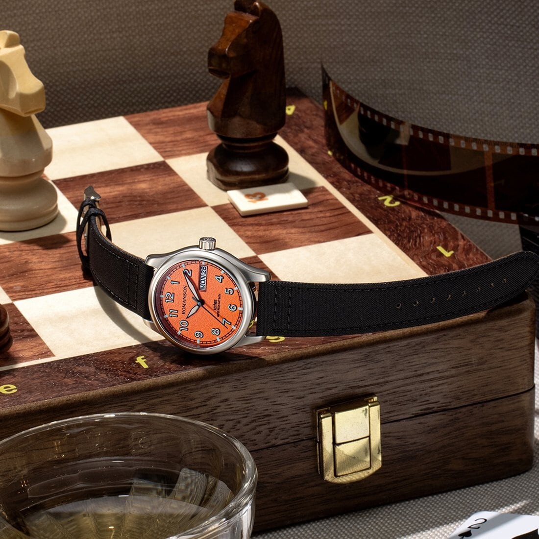 Romanson Actios Cityboy 39.5 Orange Dial Watch RWALFM3BF015WHYE0