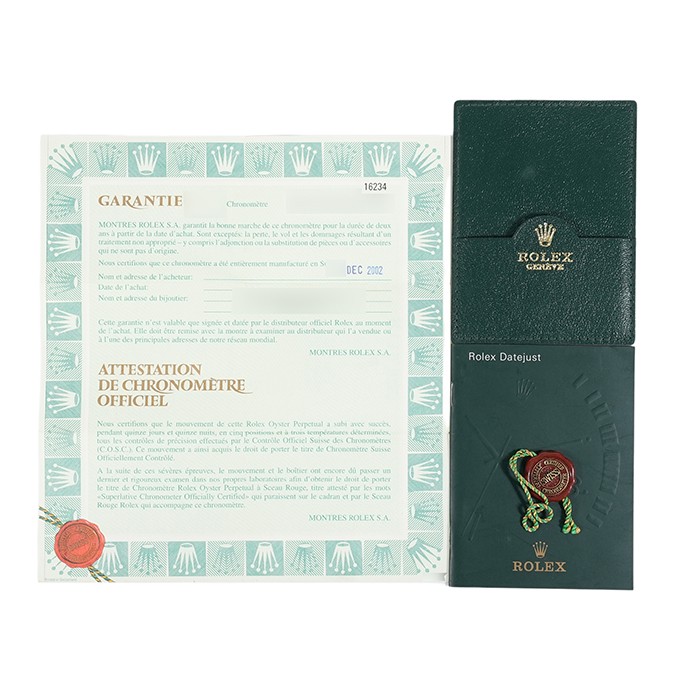 ROLEX Datejust 16234 Silver Warranty 2002 SN/#K Box/Paper