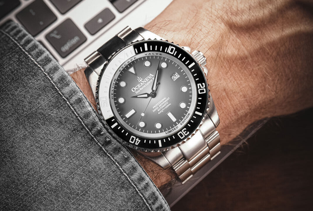Oceaneva Men’s Deep Marine Explorer 1250M Watch Automatic Swiss Movement Gray