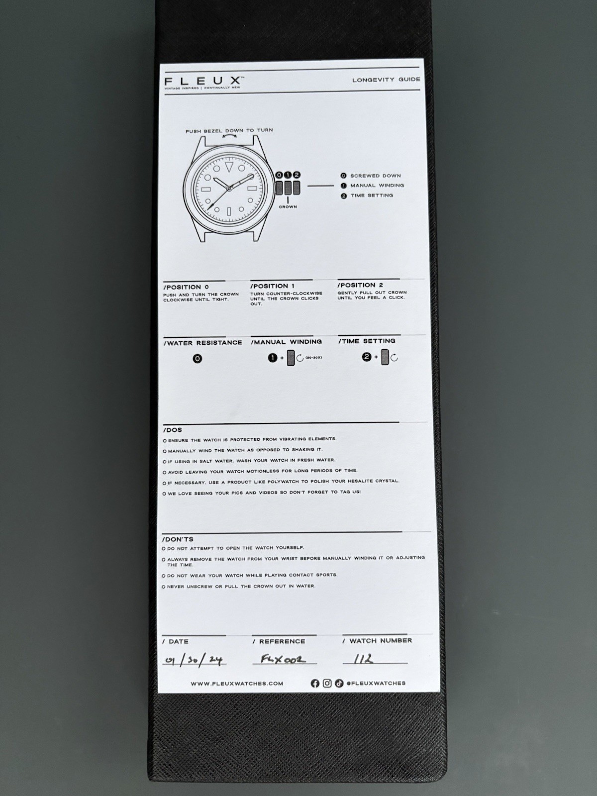 Fleux FLX002 Automatic Watch Limited Edition to 300 Pieces (Numbered 112/300)