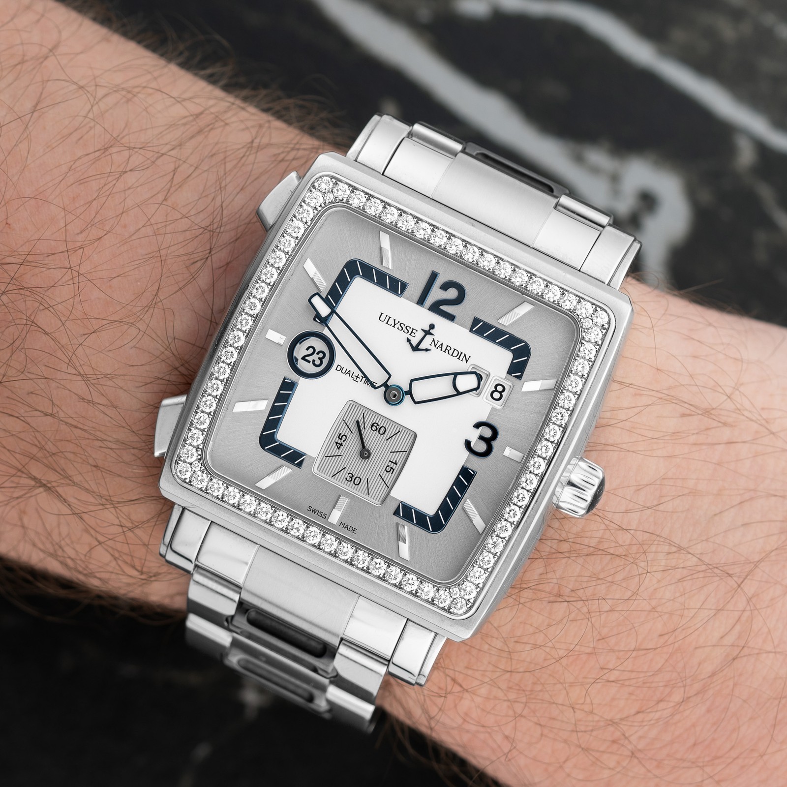 Ulysse Nardin Quadrato Dual Time – Ref. 243-92 – 42mm Stainless Steel