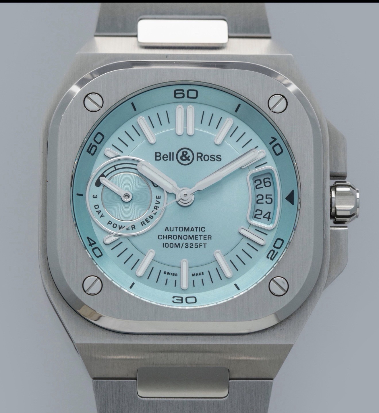 Bell & Ross BR-X5 41mm Ice Blue Dial Steel Bracelet Box + Papers extra strap