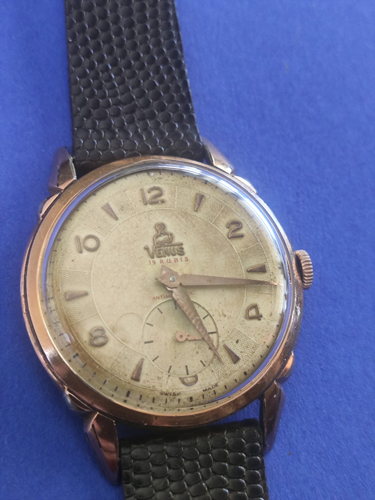 Vintage 36.5mm VENUS 21Jewels Manual Wind Mens Watch _4176