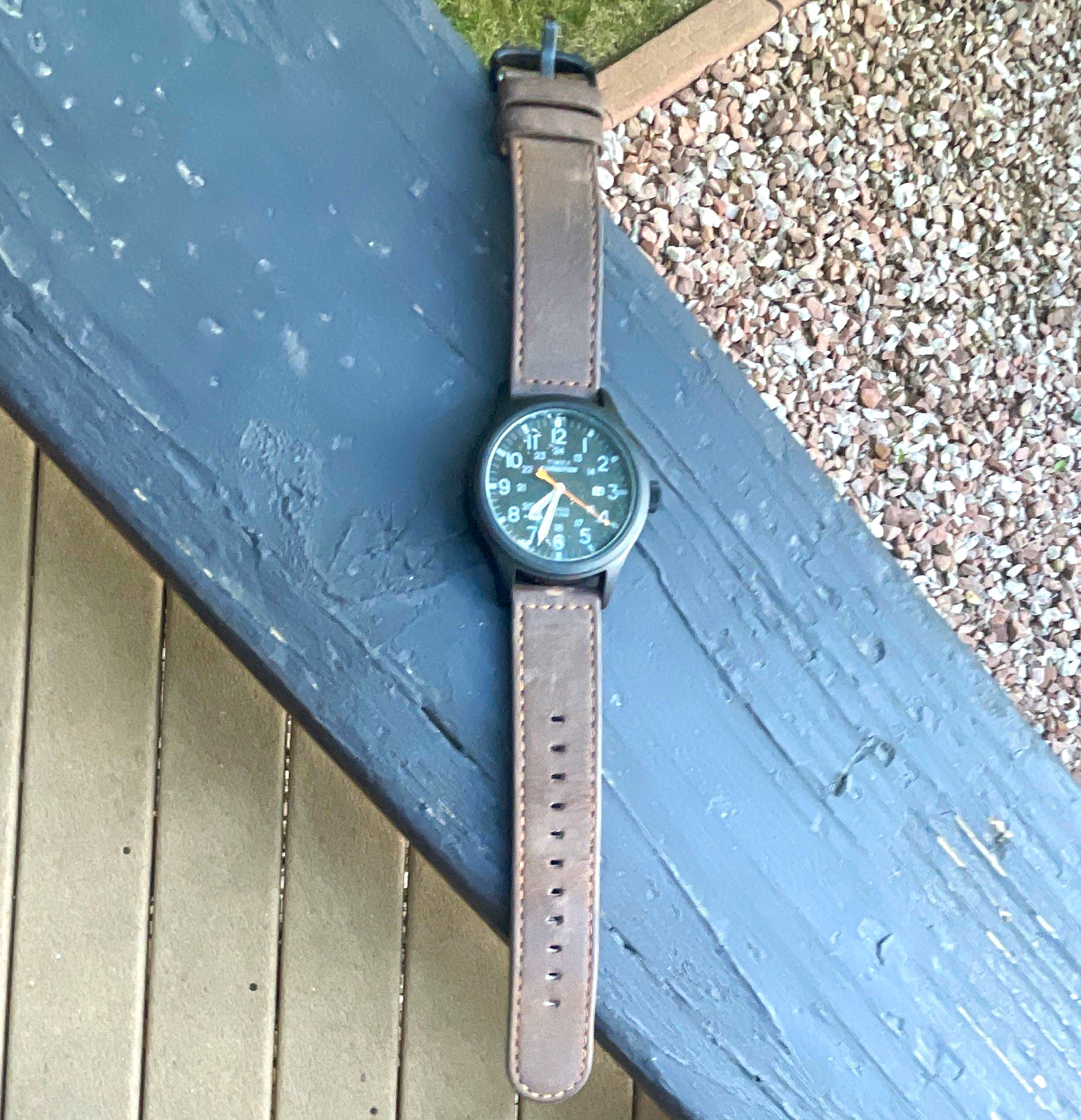 Timex Expedition Quartz Analog Black Dial Brown Leather Strap 24-Hour 30m