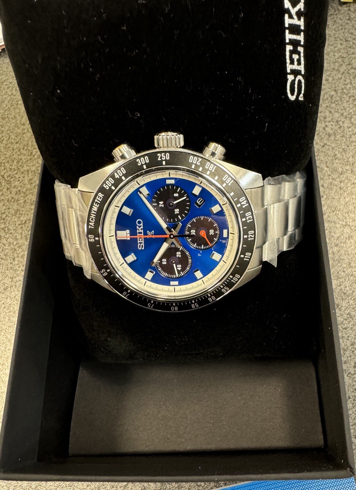 Seiko Prospex Speedtimer Solar Steel Bracelet Blue Dial Watch – SSC931 NWT