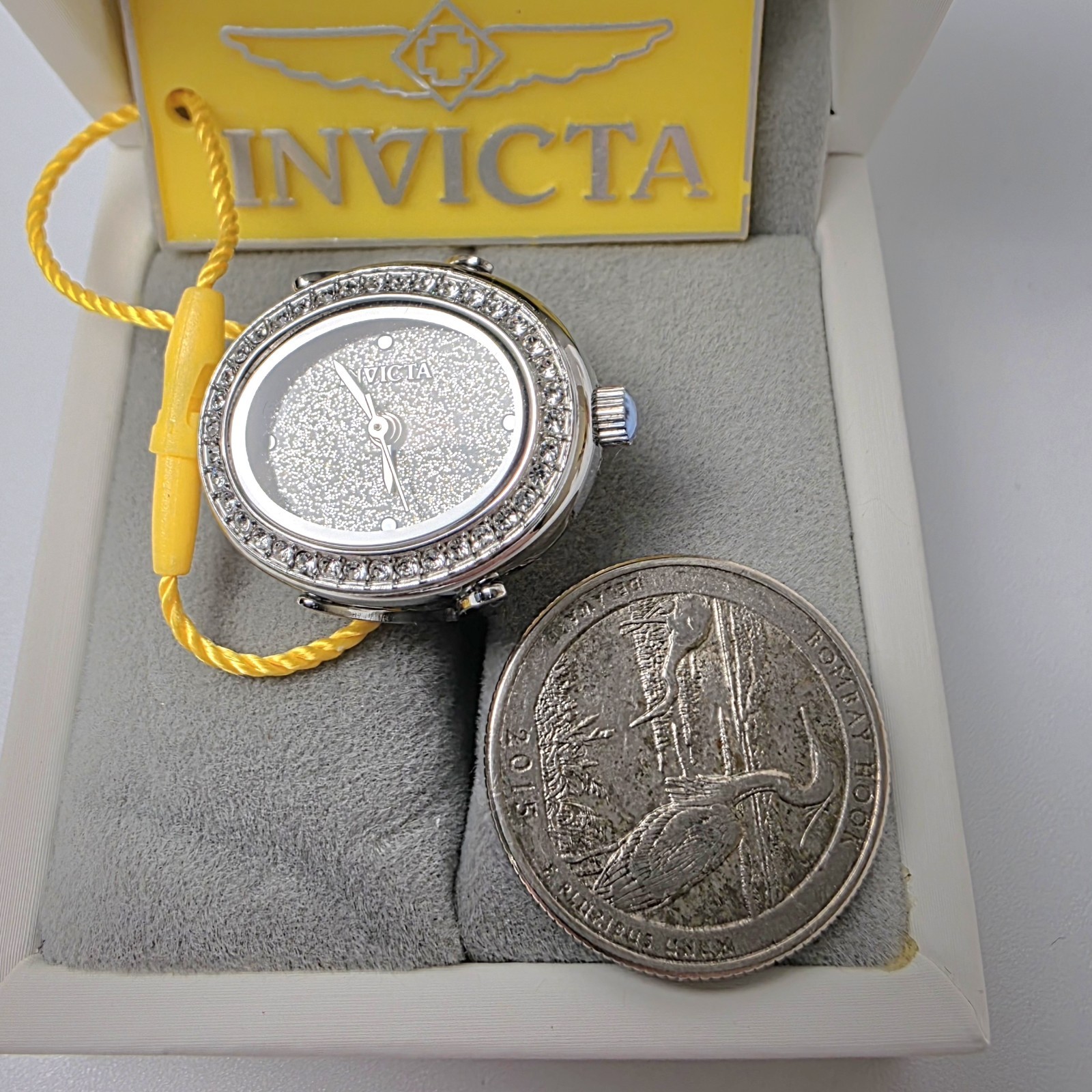 NEW Invicta Mini Women’s Ring Watch – 24mm, Silver (49594) #0683