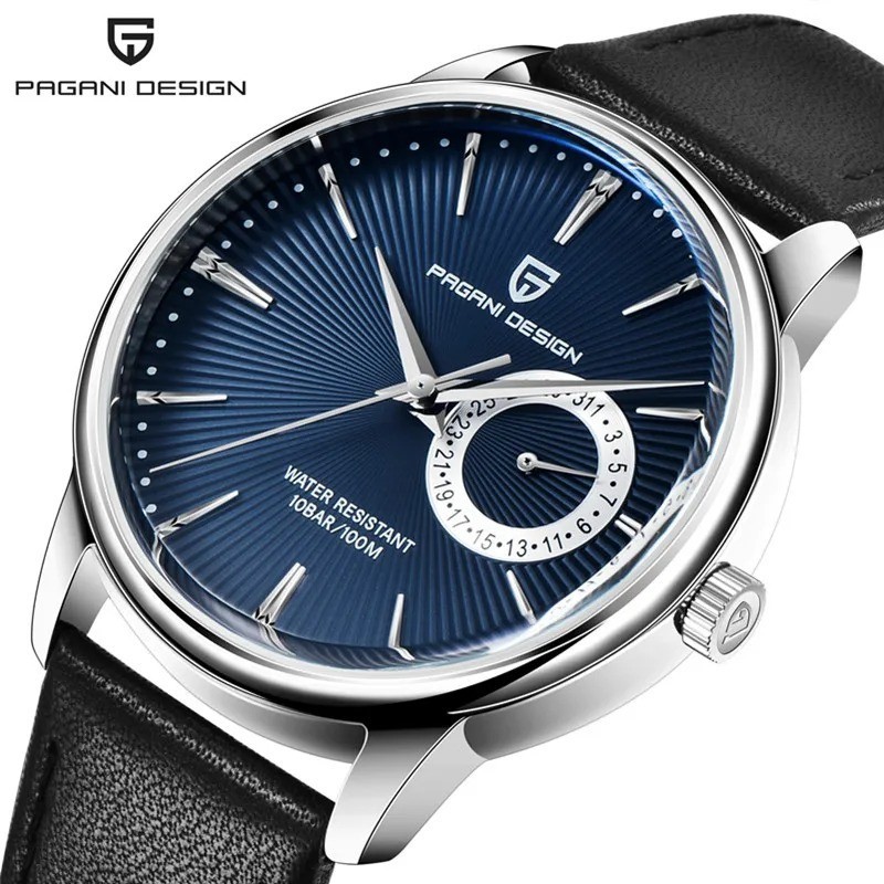 40MM PAGANI DESIGN Quartz Men’s Luxury Watch Leather Band 100M Waterproof NEW