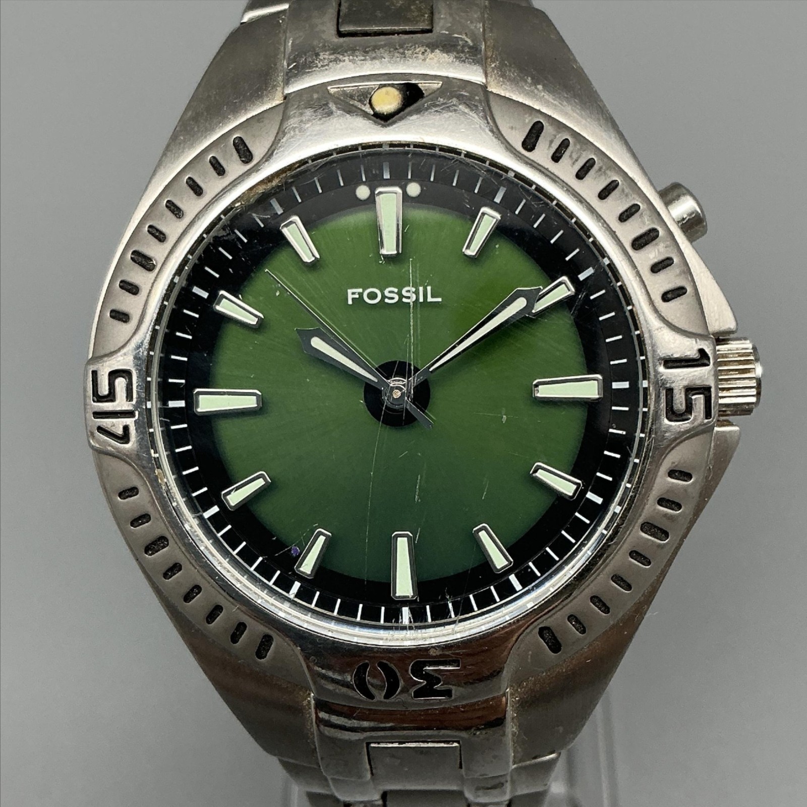 Fossil Kaleido AM-3538 Mens Watch 39mm Color Change Stainless New Battery 7.5″
