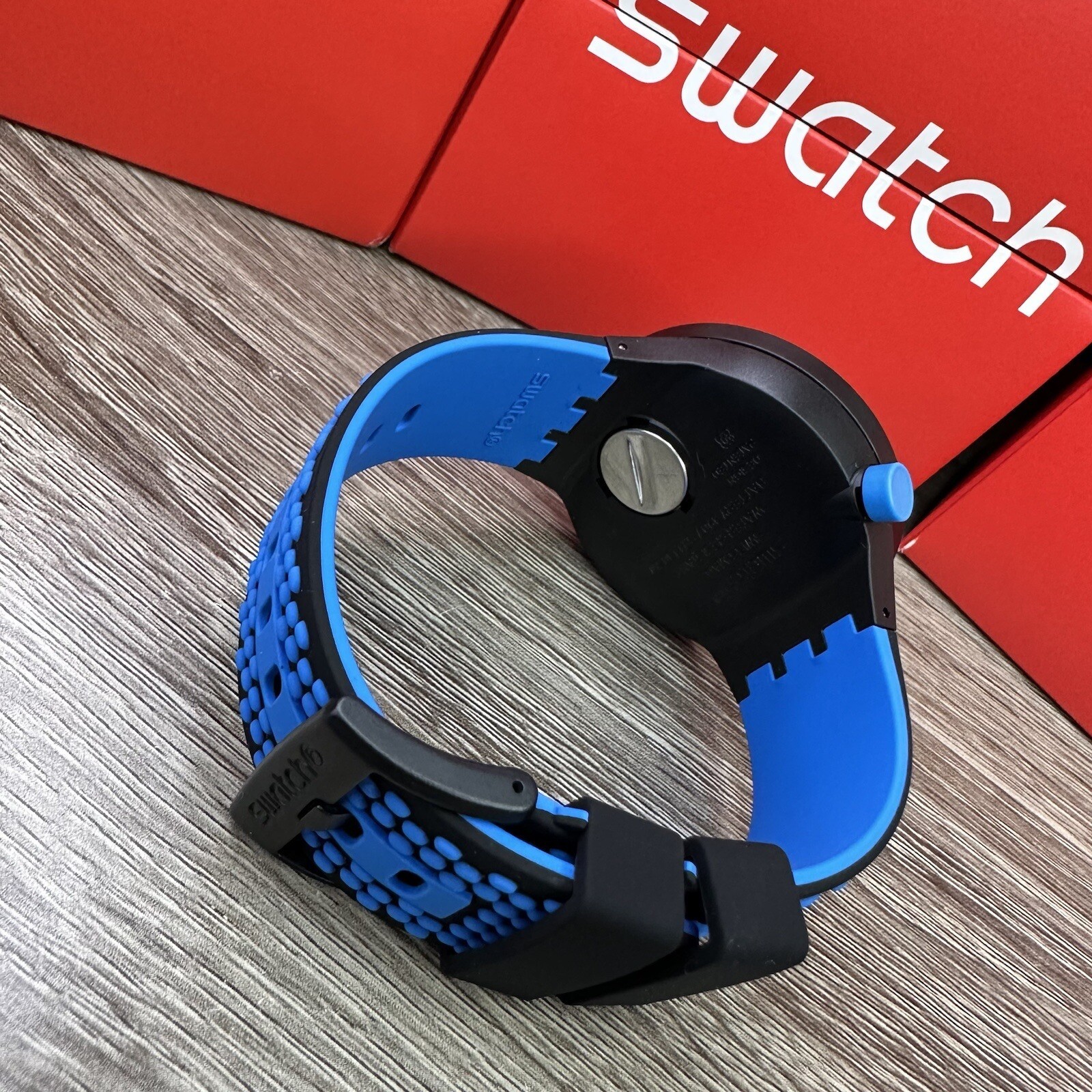 Swatch Big Bold Blue Black And Blue 47mm Wristwatch SO27B101