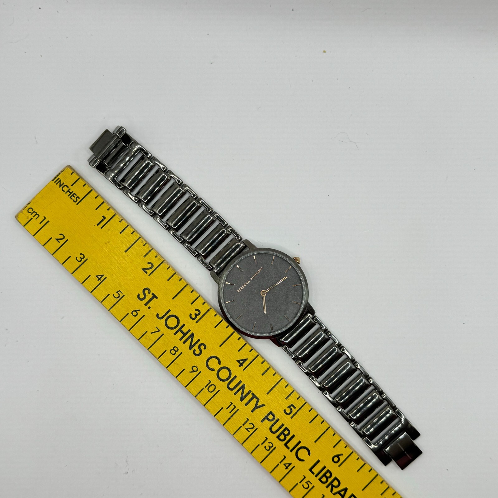 Rebecca Minkoff Major Gray Ion-Plated Womens Watch Sandblasted Rose Gold Dial