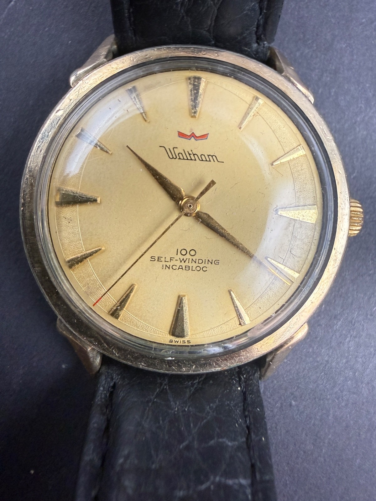 Vintage Waltham 100 Self-Winding Incabloc Automatic Watch Gold Tone Swiss