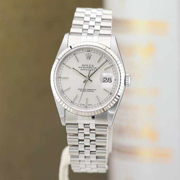 ROLEX Datejust 16234 Silver Warranty 2002 SN/#K Box/Paper