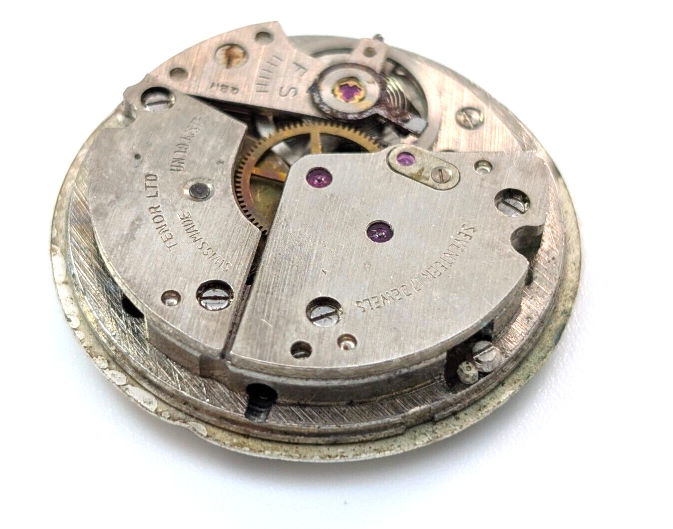 Vintage TERRAMAR Calendar 17j Arrow Sweep 28mm Watch Movement PARTS or REPAIR