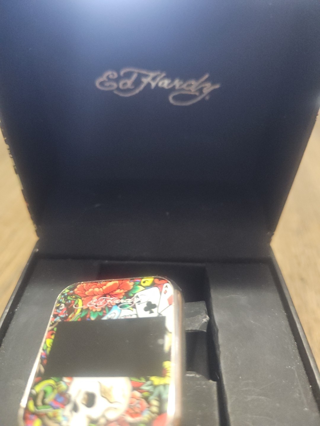 Ed Hardy Men’s Wrist Watch Skull Roses Digital Matte Black Silicone Strap-New