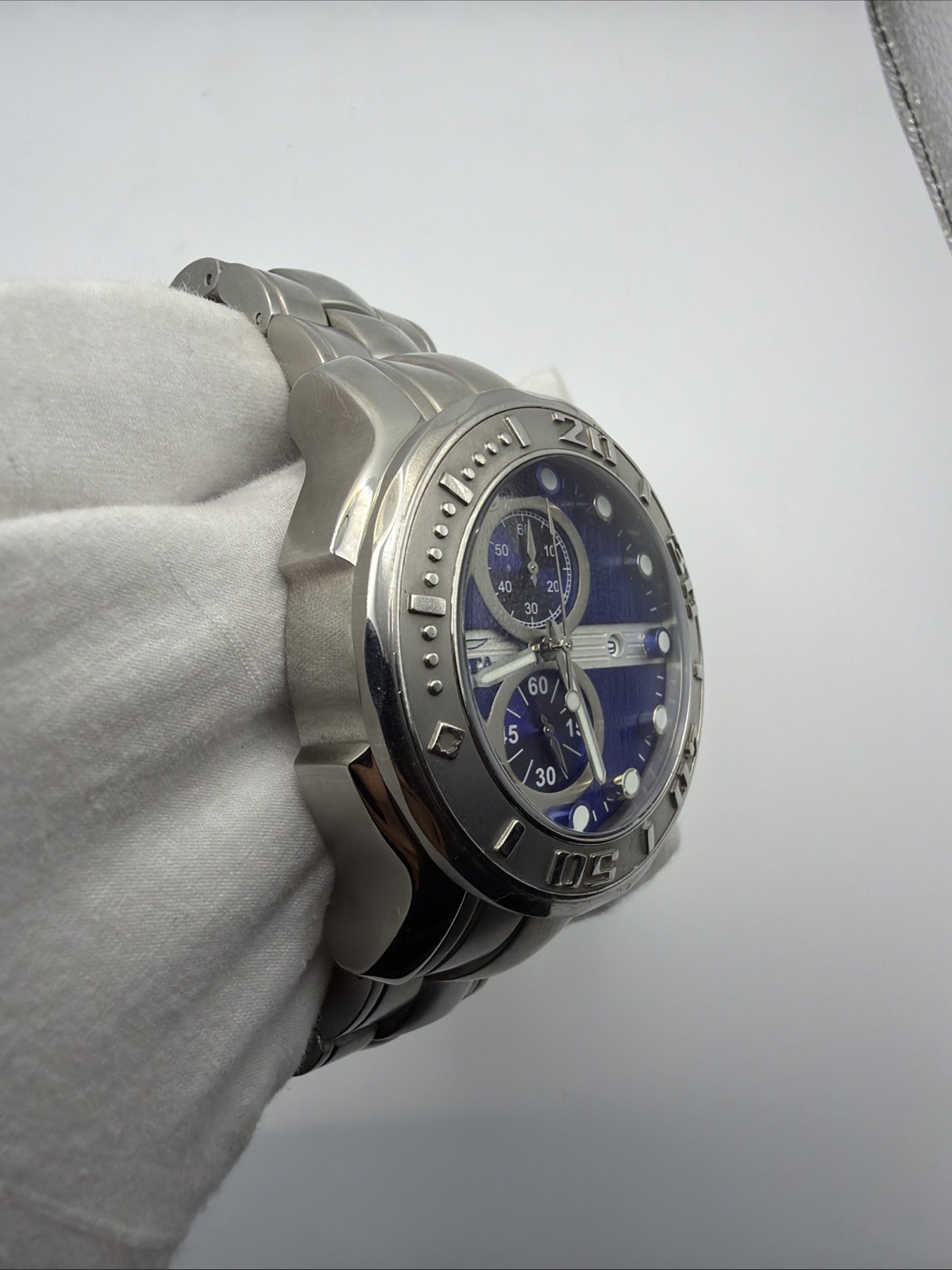 Invicta 0879 Pro Diver Swiss Chronograph Blue Dial Stainless New Battery Works