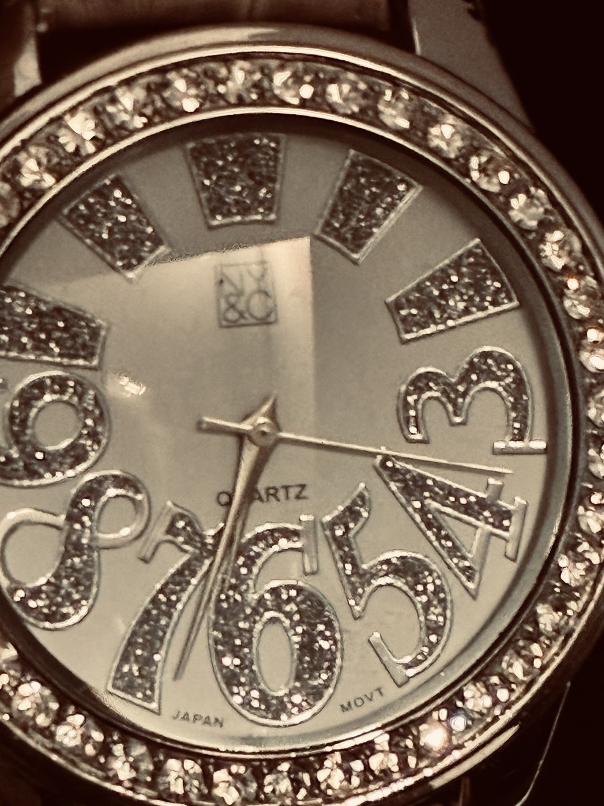 New York & Company Women’s Watch Pink Croc Leather Rhinestone Iced Bezel –