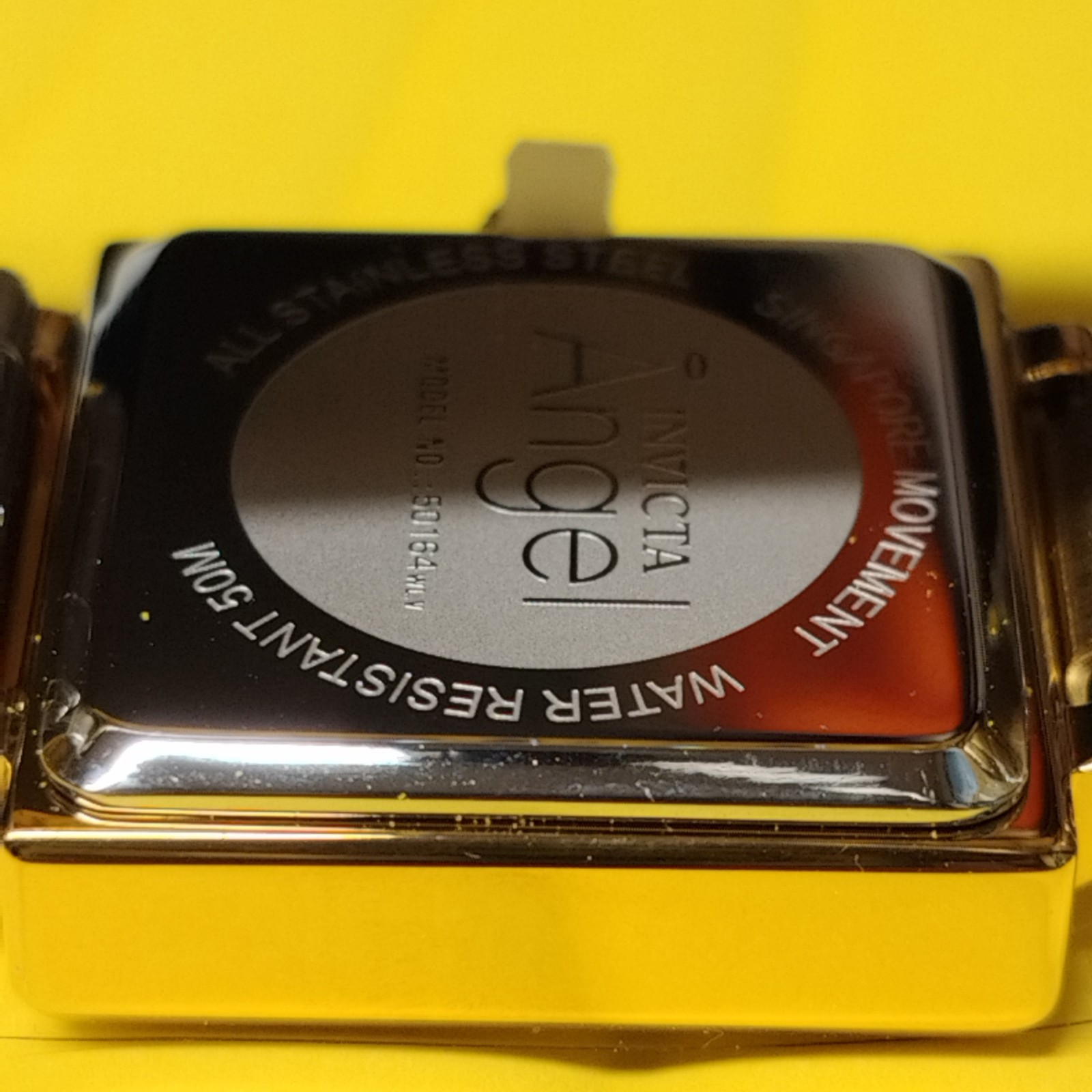 Invicta Women’s Watch Angel Quartz Square Gold Tone Dial Steel Bracelet 50164