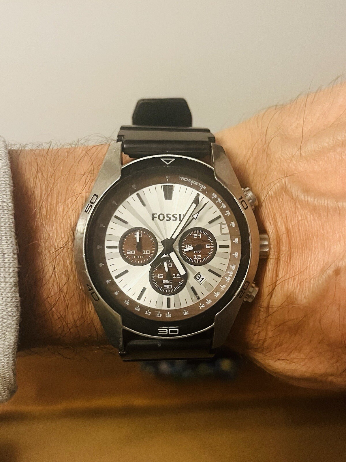 Fossil CH2565 Men’s Coachman Quartz Stainless Steel Brown Cuff Watch 45mm