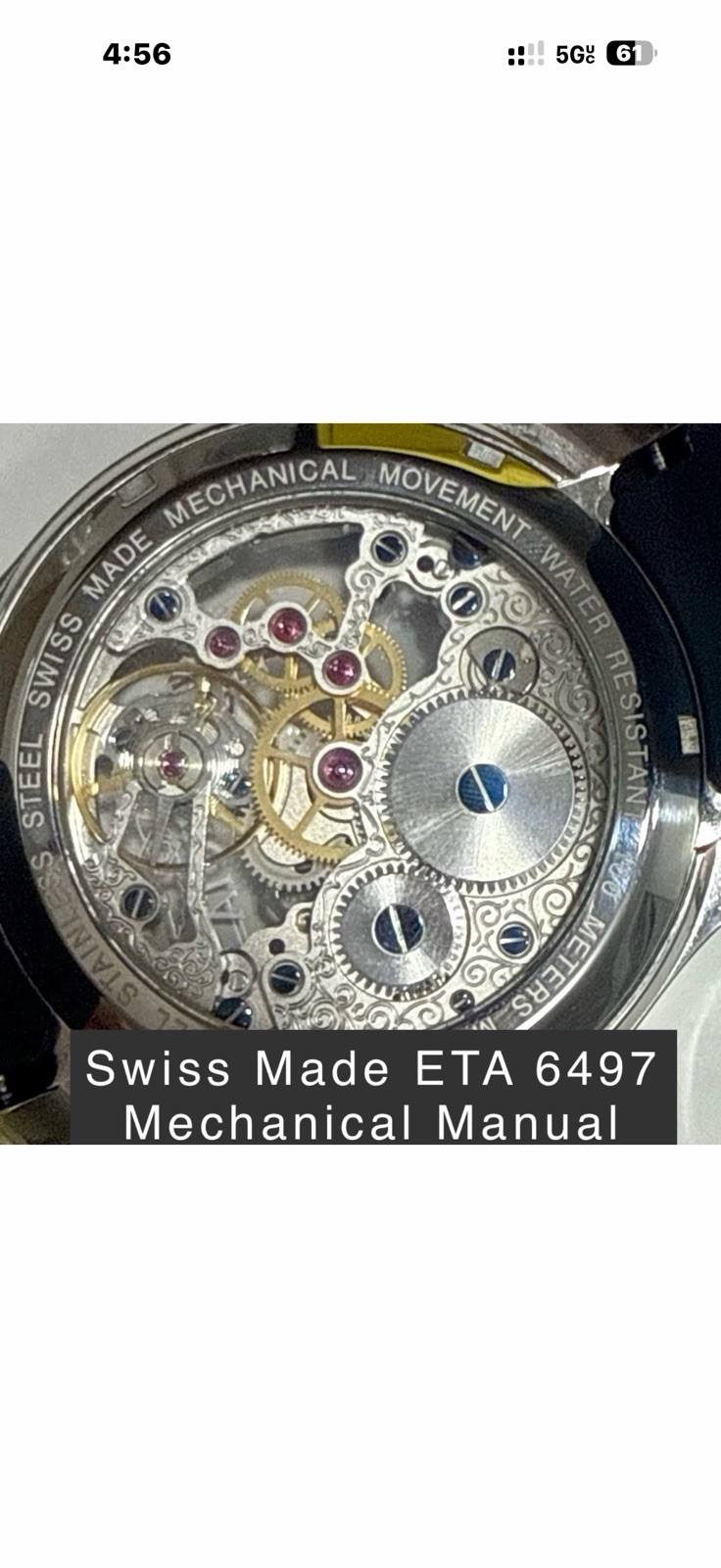 without box or papers 50mm Swiss ETA 6497 Skeleton Mechanical RUSSIAN DI G2U