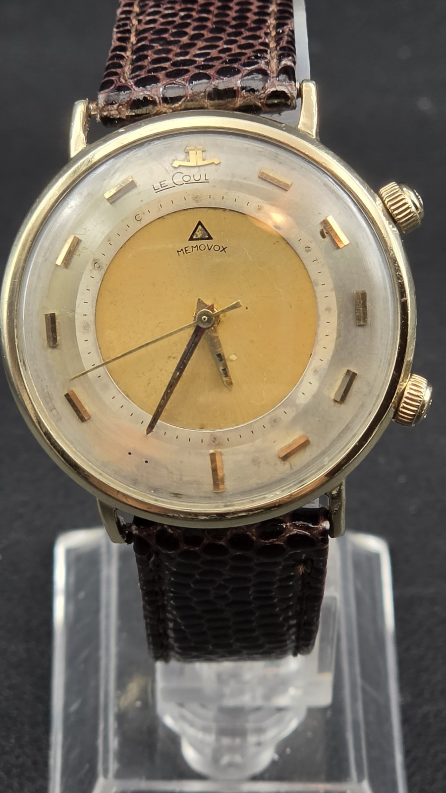 LeCoultre K910 Memovox Alarm 10K GF 17J Dual Crown 1950s Runs 34mm