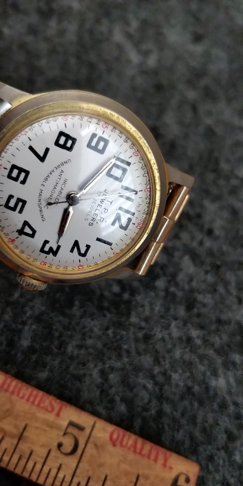 T.P.R Jewelers Wrist watch Incabloc Anti Magnetic seconds figures PARTS REPAIR