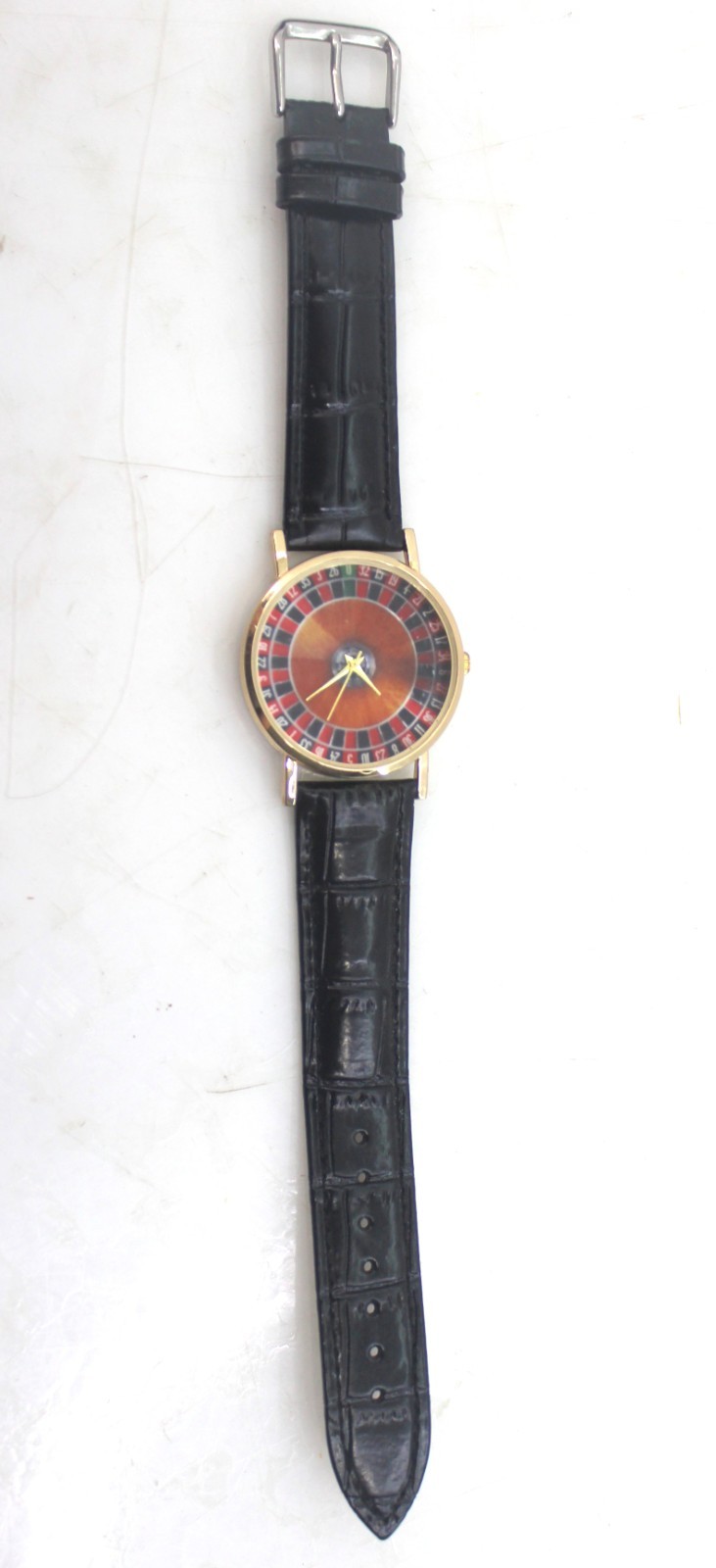 Roulette Black Leather Casino Men’s Watch