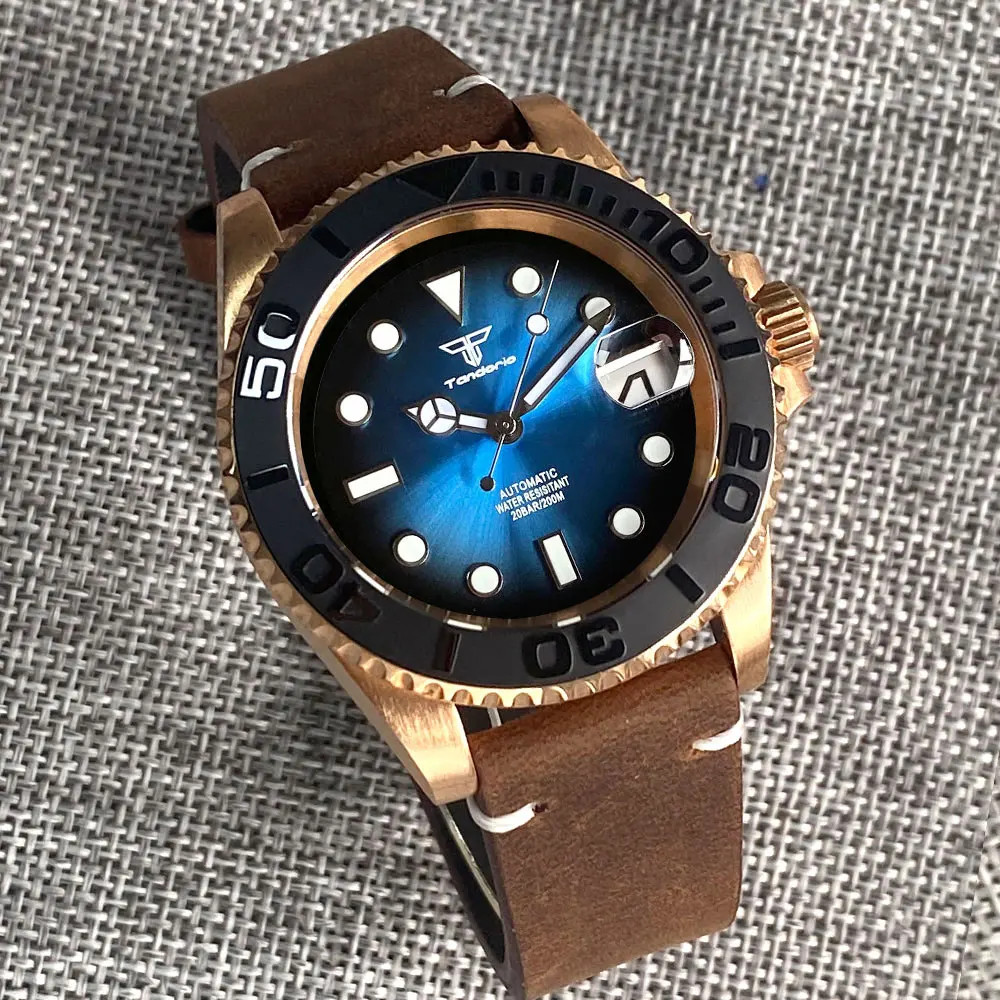 Tandorio 20ATM Solid CuSn8 Bronze Mechanical Men’s Watch For Japan NH35/ Miyota