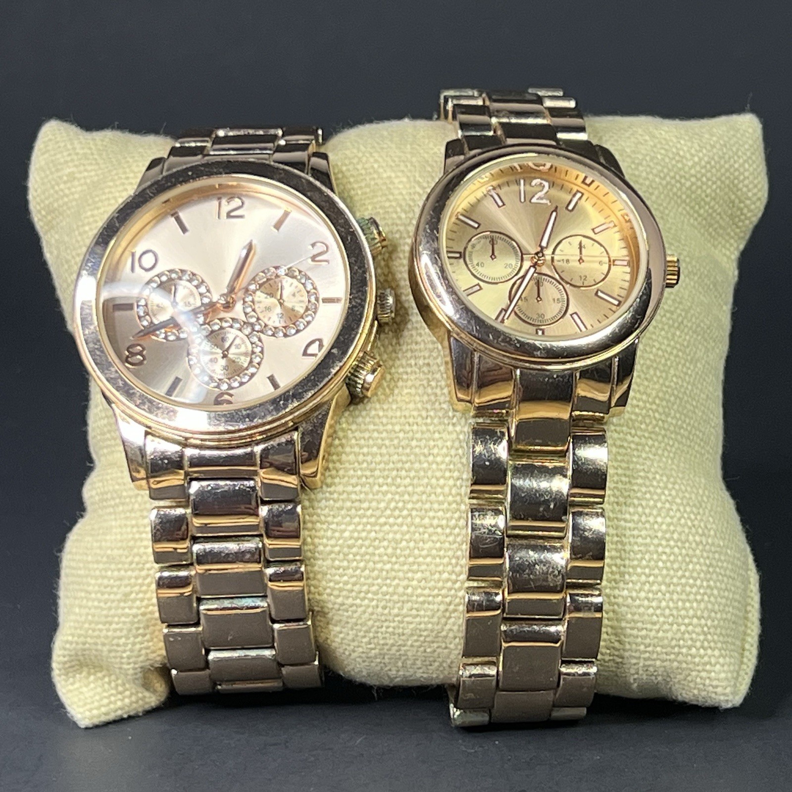 FMD Set Men’s & Women’s Watches 40mm And 34mm Gold Case White Dial Faux Seconds
