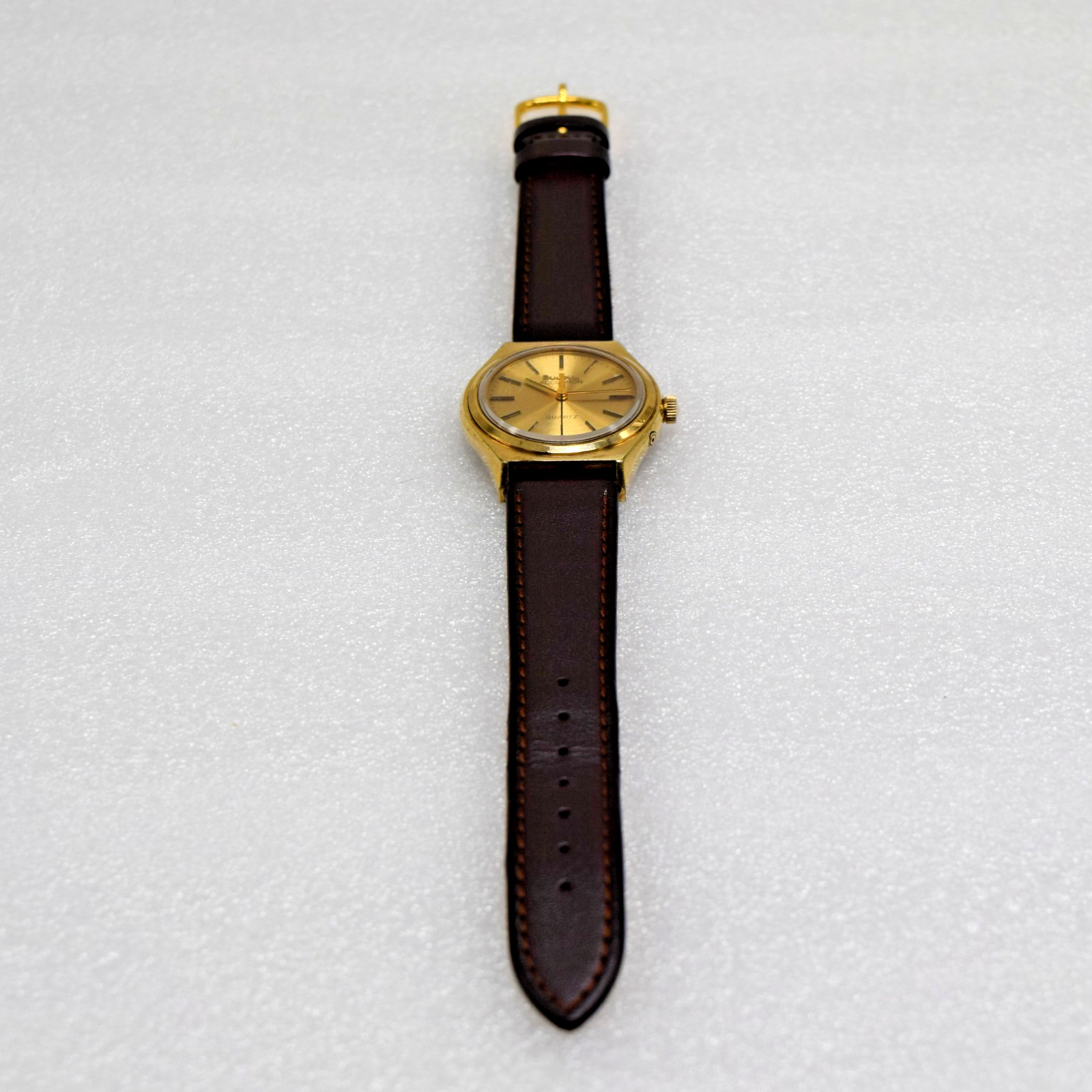 Vintage 1977 Bulova Accutron 35mm Gold Tone Men’s Swiss Quartz Watch-New Band