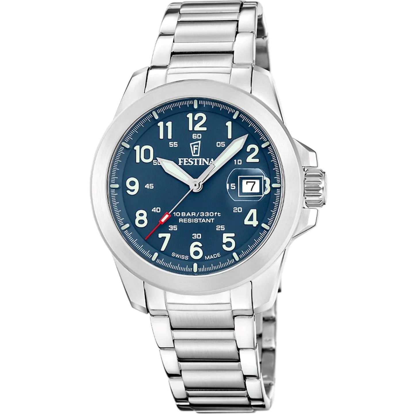 FESTINA F20081/2 Gents S/Steel Sapphire Glass Swiss Field Watch 2 Year Warranty